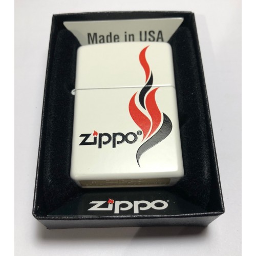 Genuine ZIPPO 214 Flame Theme Matte White Traditional Brass Windproof Lighter